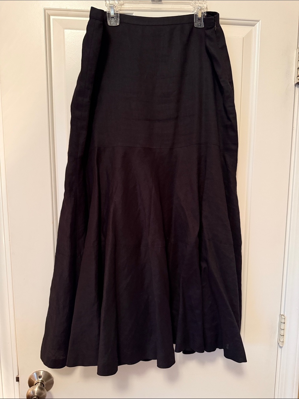 Ann Taylor Black Linen Midi Skirt